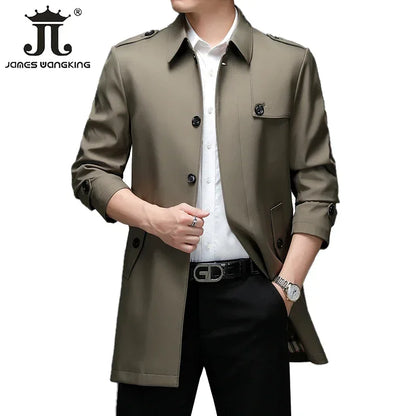 Langer Trenchcoat für Herren – Leichtmantel für Frühling & Herbst
