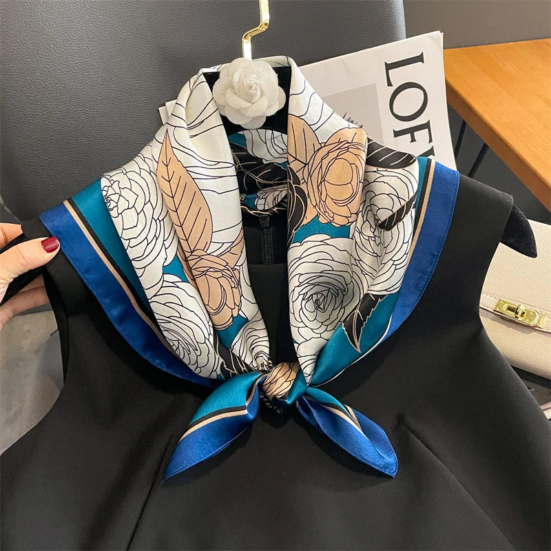 Damen Seidenschal quadratisch 70cm Halstuch Bandana Hijab Pashmina J