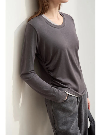 Damen T-Shirts im Minimalismus-Stil mit Patchwork für den Herbst 2024