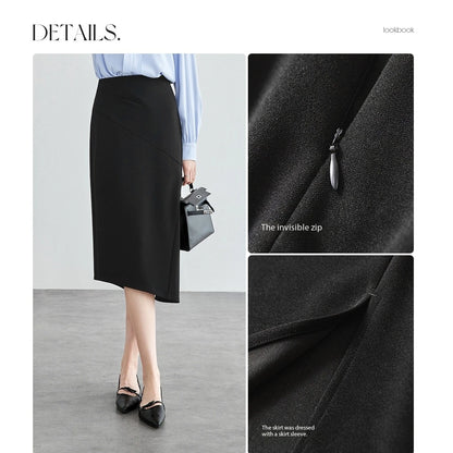 Damen Midirock im klassischen Design mit hoher Taille und Schlitz am Saum