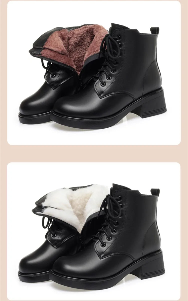AIYUQI Women Marton Boots Winter 2025 New Genuine Leather Large Size Women Snow Boots Anti-Slip Women Motorcycle Boots