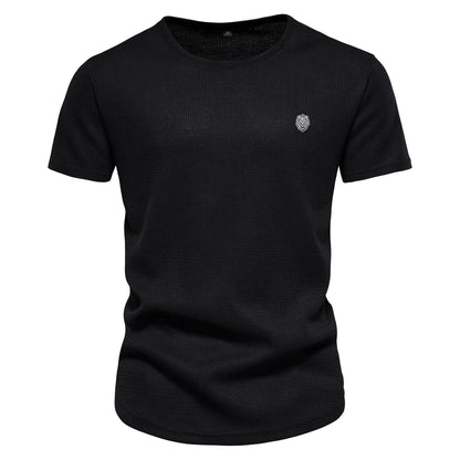 Herren T-Shirt aus Waffelstoff im einfarbigen Casual-Stil für den Sommer