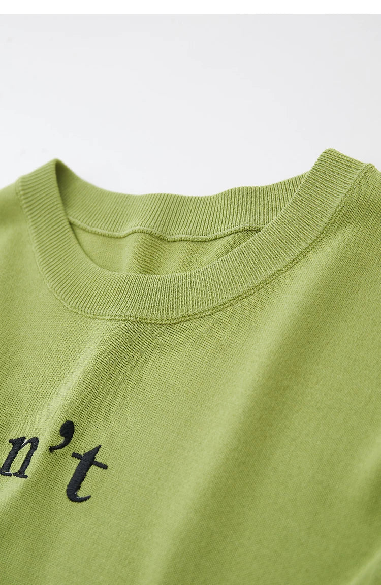 Damen Top im Minimalismus-Stil mit O-Ausschnitt und kontrastierenden Farben