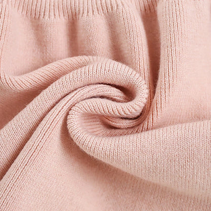 Mädchen Herbst-Strickkleid mit süßer Schleife im Farbblock-Design