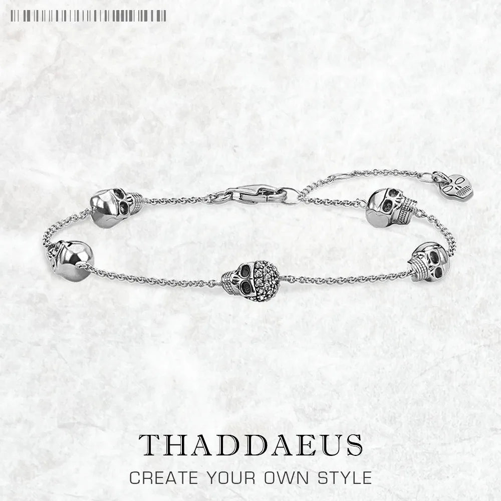 Damen-Armband Totenkopf Gliederkette Rebel Herbst aus Sterlingsilber