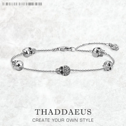 Damen-Armband Totenkopf Gliederkette Rebel Herbst aus Sterlingsilber