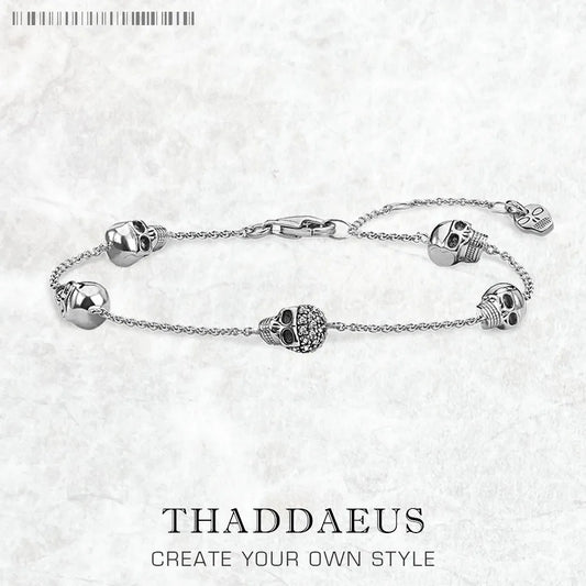 Damen-Armband Totenkopf Gliederkette Rebel Herbst aus Sterlingsilber