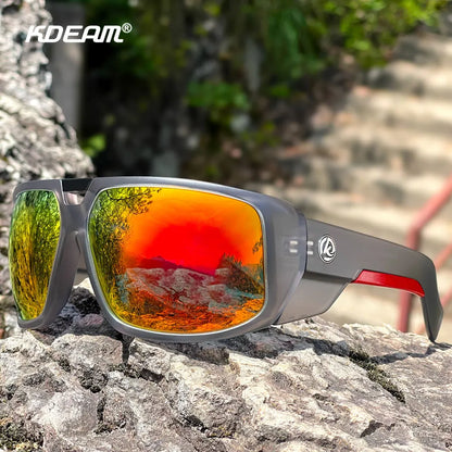 Sonnenbrille Sport polarisiert breiter Rahmen Outdoor Reißverschlussetui Herren