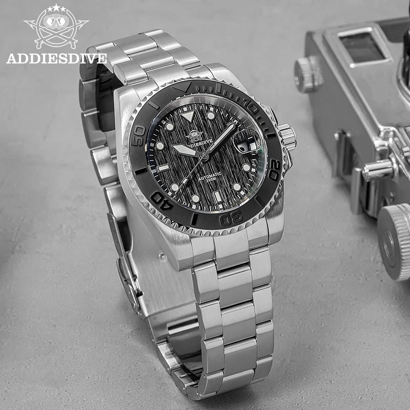 Herren-Taucheruhr mit 3D-Zifferblatt und NH35A-Automatikwerk