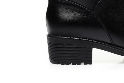 AIYUQI Women's Over Knee Boots Winter Fashion Middle Heel Fur Long Boots Women Genuine Leather Rider Boots Ladies