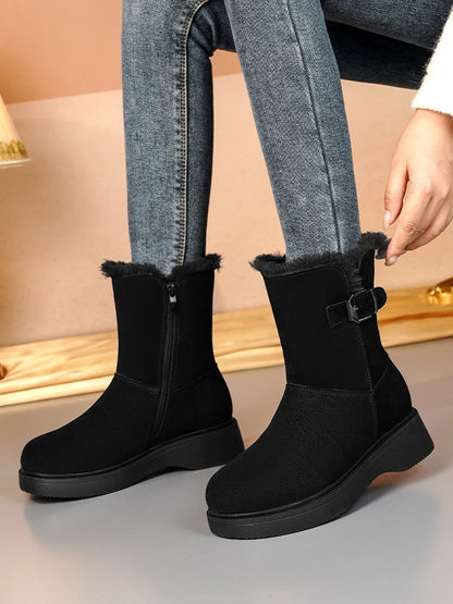 AIYUQI Snow Boots Female Genuine Leather 2025 New Wedge Anti-slip Women's Winter Shoes Boots Natural Wool Women Ankle Boots
