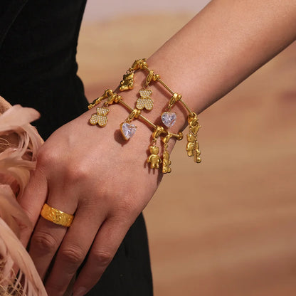 Damen-Charm-Armband mit Bär-Anhänger und Zirkonia