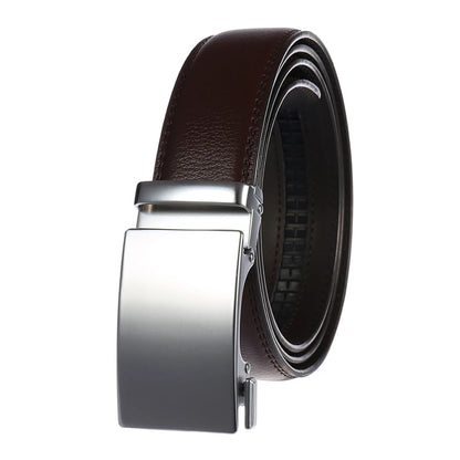 Herren Ledergürtel Mit Automatischer Metallschnalle 3,5 cm Breite Braun 130 cm Länge