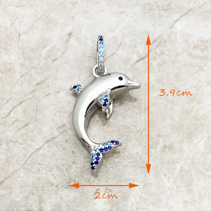 Damen-Charm-Anhaenger Delfin blau aus Sterlingsilber