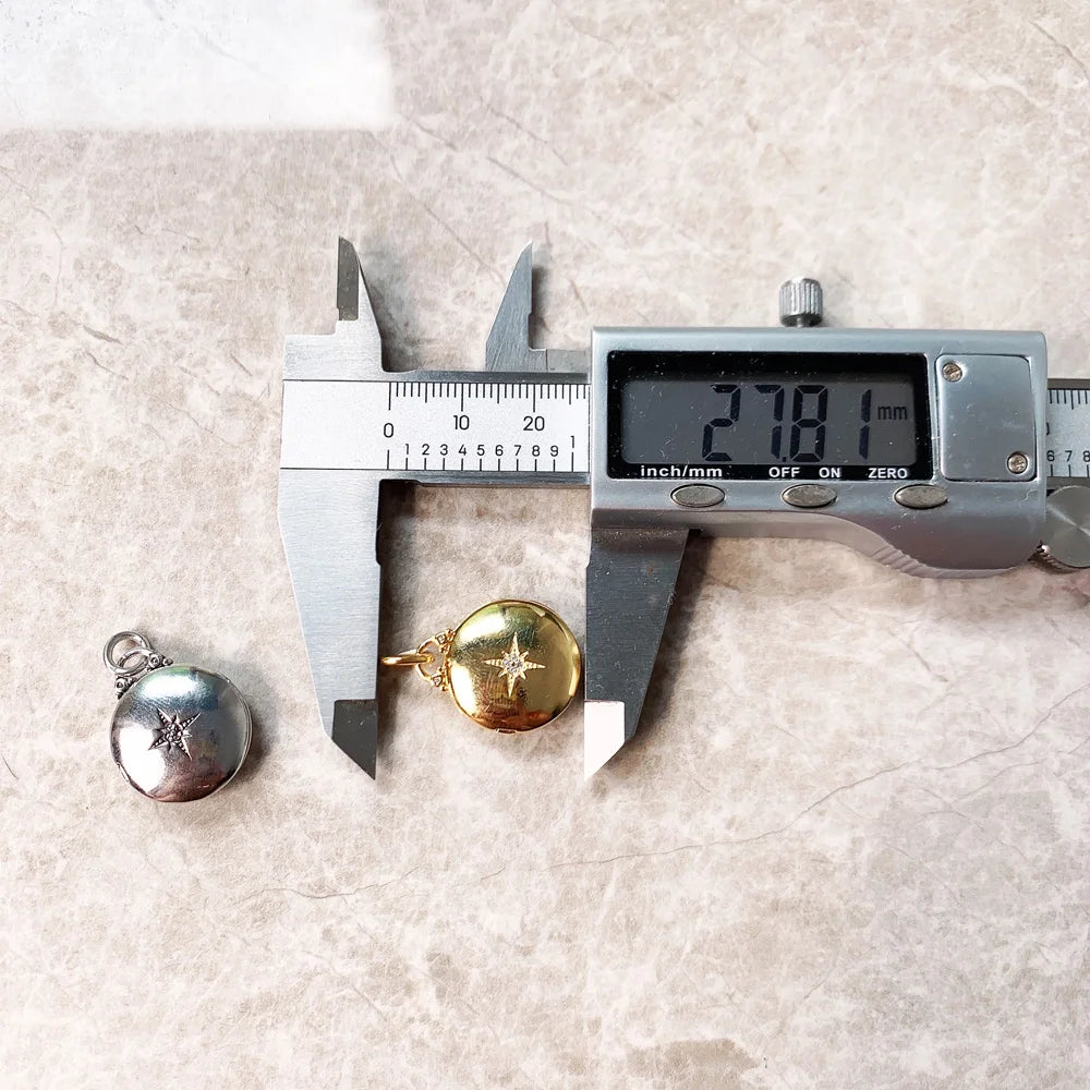 Damen-Charm-Anhänger Stern Medaillon rund aus Sterlingsilber