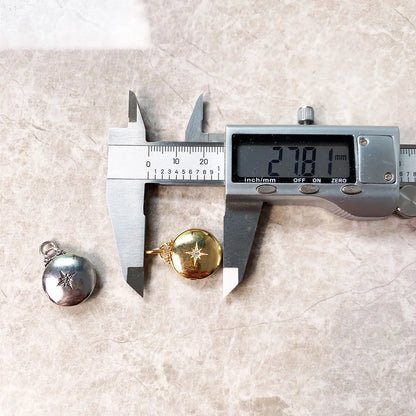 Damen-Charm-Anhänger Stern Medaillon rund aus Sterlingsilber