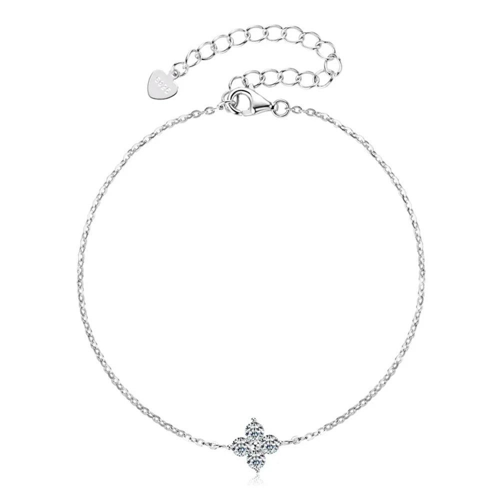 Damen-Armband Kleeblatt mit Moissanit in Gold