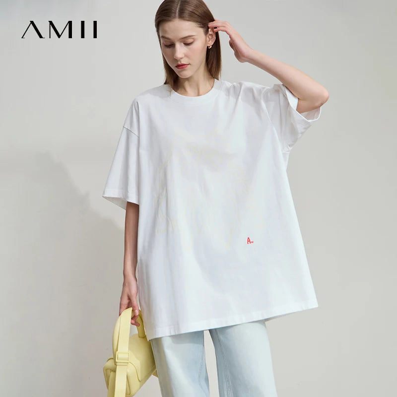 Damen T-Shirt mit Druck im lässigen Rundhals-Stil für das Büro