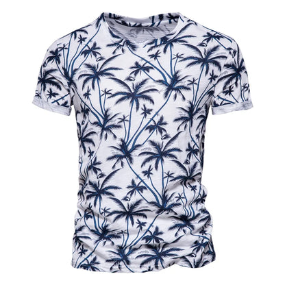 AIOPESON Hawaii Stil T-shirts Männer Oansatz Casual Hohe Qualität Strand Herren T Shirt Neue Sommer 100% Baumwolle Gedruckt Top Tees männer