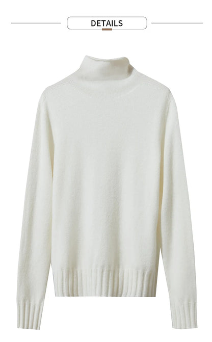 Damen-Rollkragenpullover 100 % Wolle locker Herbst-Winter