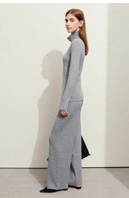 Damen-Rollkragenpullover Kaschmir-Wolle Slim Stickerei Winter