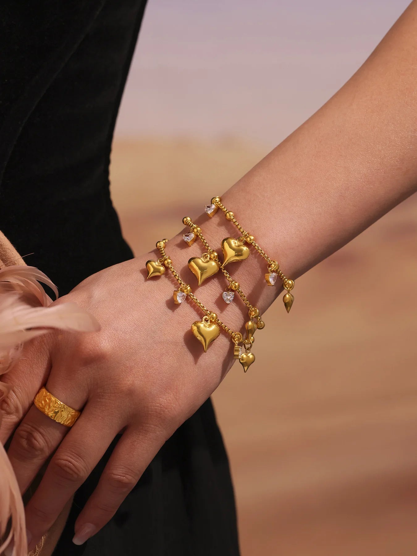 Damen-Armband mit Herz-Zirkonia aus Edelstahl