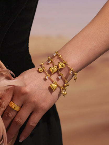 Damen-Armband mit Herz-Zirkonia aus Edelstahl