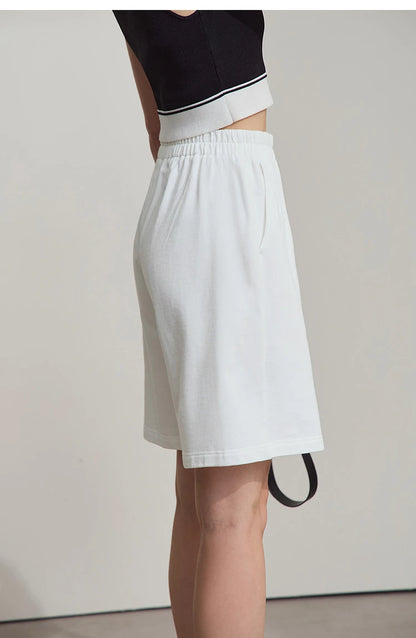 Damen Shorts aus leichtem Nylon-Baumwoll-Mix mit elastischer Taille und Taschen