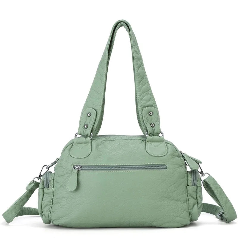 Damen-Satchel-Tasche aus PU mit Reißverschluss und viel Stauraum für Smartphone und Wertsachen