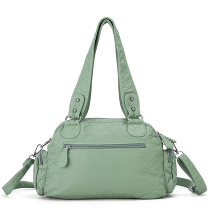 Damen-Satchel-Tasche aus PU mit Reißverschluss und viel Stauraum für Smartphone und Wertsachen