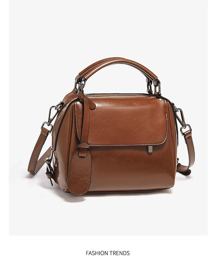 Damen Handtasche aus Spaltleder im Retro-Luxus-Design als Umhängetasche