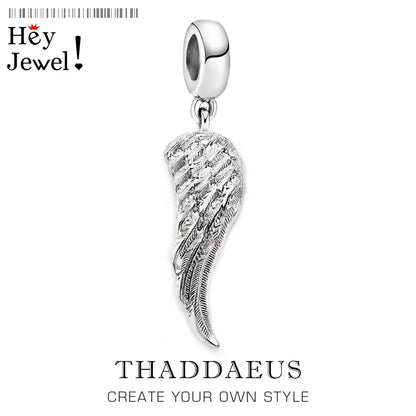 Damen-Charm-Anhänger Engel Flügel Vintage Schutz aus Sterlingsilber