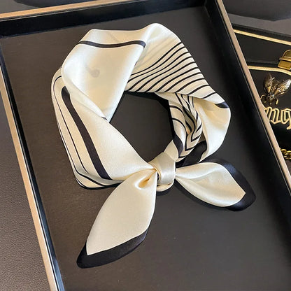 Damen Seidenschal quadratisch Luxus Haarband Halstuch Krawatte Handgelenk Bandana B