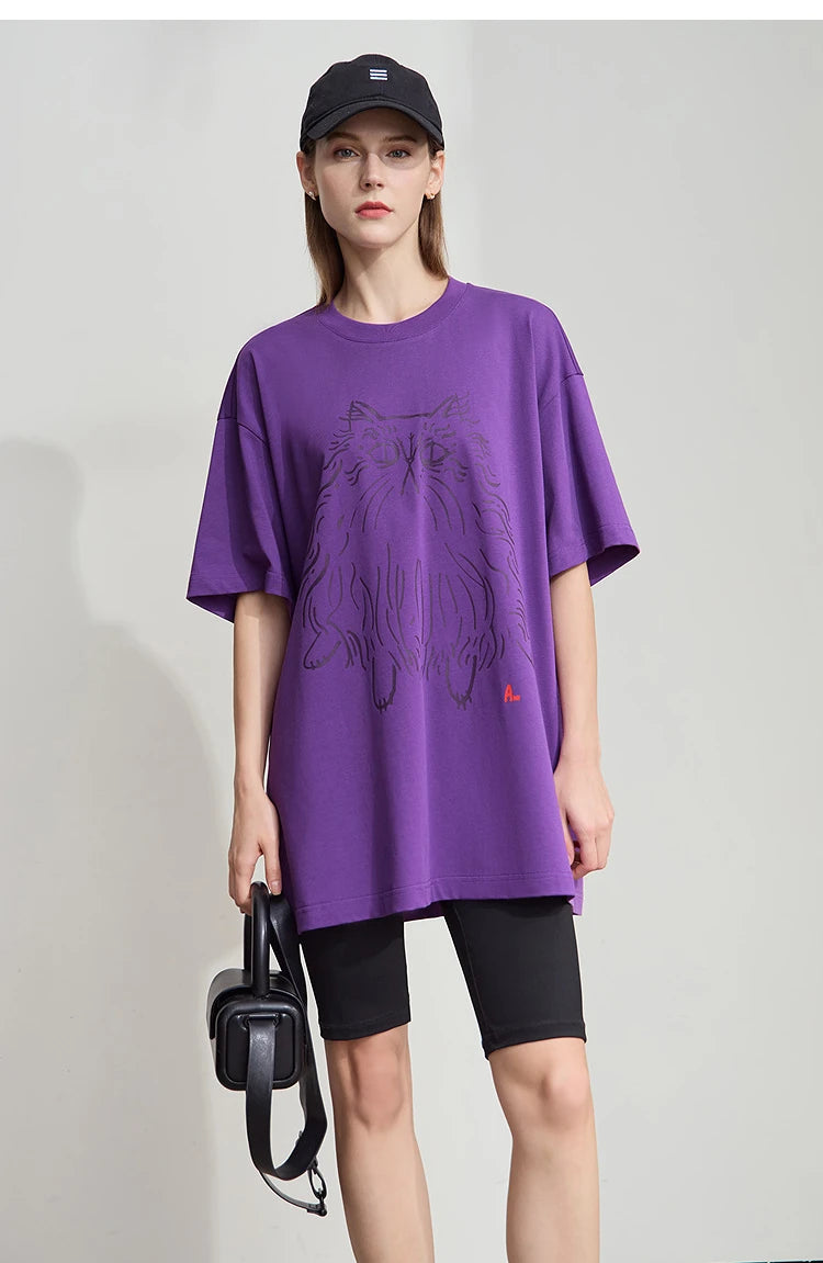 Damen T-Shirt mit Druck im lässigen Rundhals-Stil für das Büro