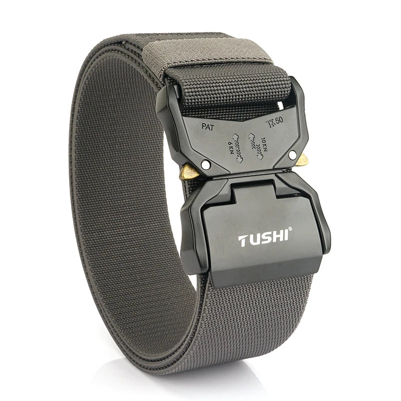 VATLY Breiter Elastik-Gürtel Herren 5 cm Aluminium-Schnellverschluss Militär-Stil