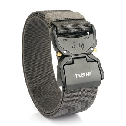 VATLY Breiter Elastik-Gürtel Herren 5 cm Aluminium-Schnellverschluss Militär-Stil