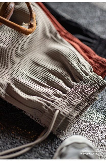 Herren Basketball-Shorts aus Waffelstoff mit elastischer Taille für den Sommer
