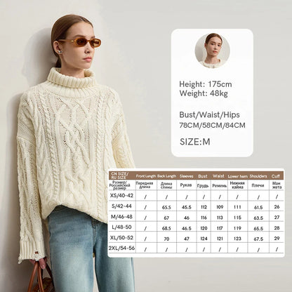 Damen-Rollkragenpullover Acryl locker warm Retro Winter