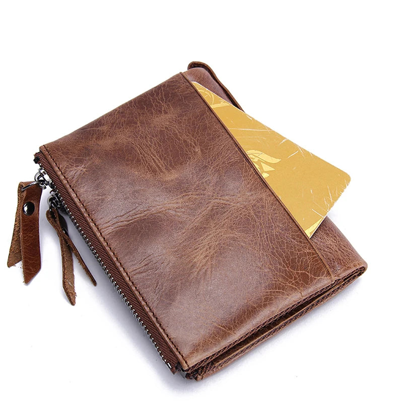 Herren Echtleder Geldbörse Reißverschluss Kartenhalter Luxus Designer Geldclip