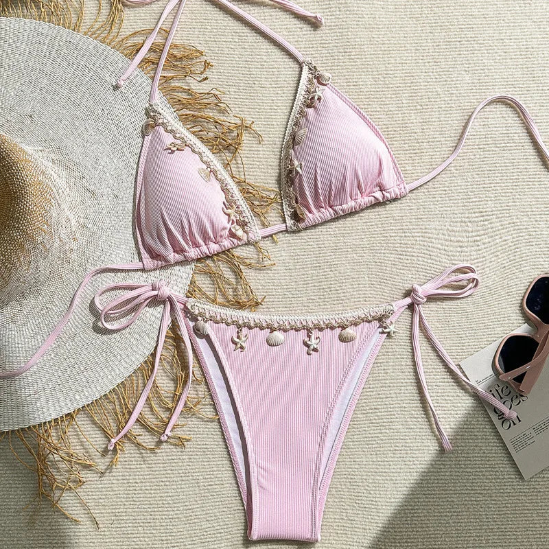 Schwarzes Sexy Bikini-Set mit Push-up für Damen – Brasilianischer Stil für Strand und Pool