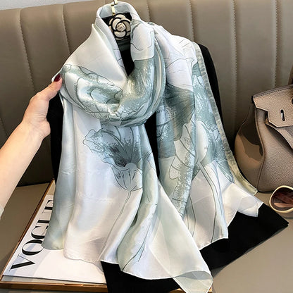 Damen Seidenschal groß 180x90cm Sommer Strand Foulard Bandana weich