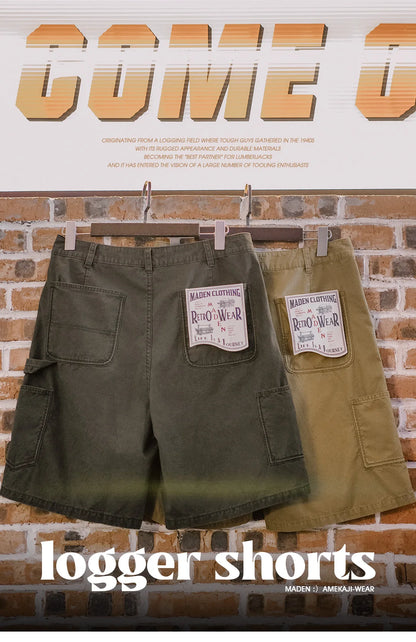 Herren Vintage Holzfäller Shorts mit Multi-Pocket und Reißverschluss für den Sommer