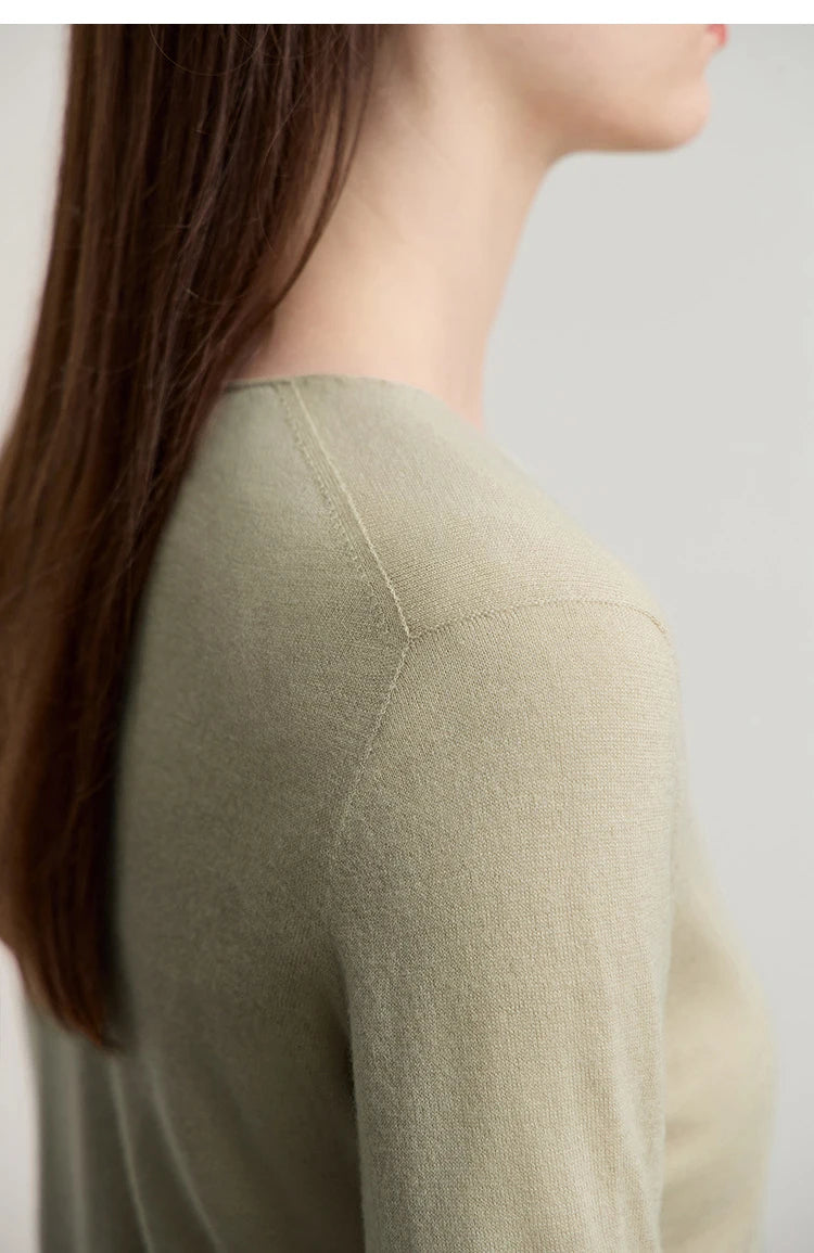 Damen V-Ausschnitt Pullover 100 % Wolle Basic Herbst-Winter