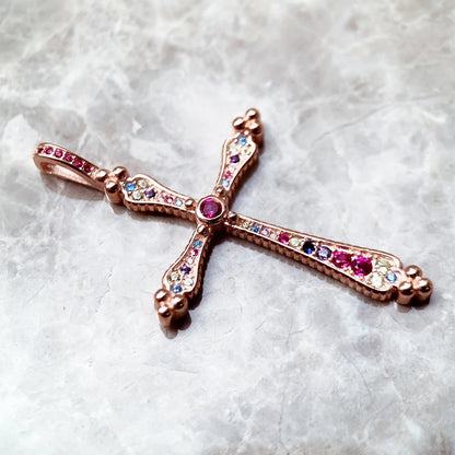 Damen-Anhänger Royalty Kreuz Roségold Bohemia aus Sterlingsilber