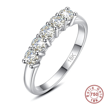 Damen-Ring aus 18K Gelbgold mit fünf Moissaniten und Echtheitszertifikat, Luxus Schmuckstück für Verlobung oder Hochzeit