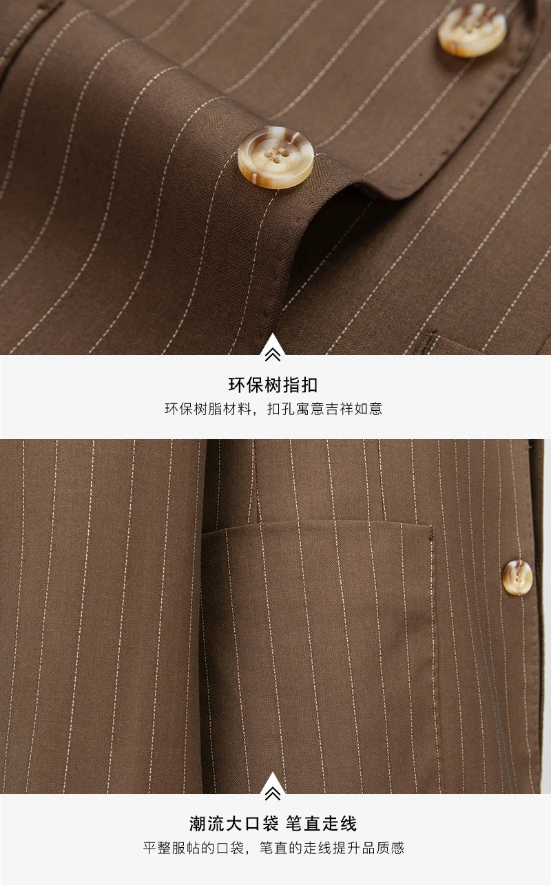 Klassischer 3-teiliger Anzug: Gestreiftes Business-Outfit für Hochzeiten und Events, Slim Fit, S-5XL