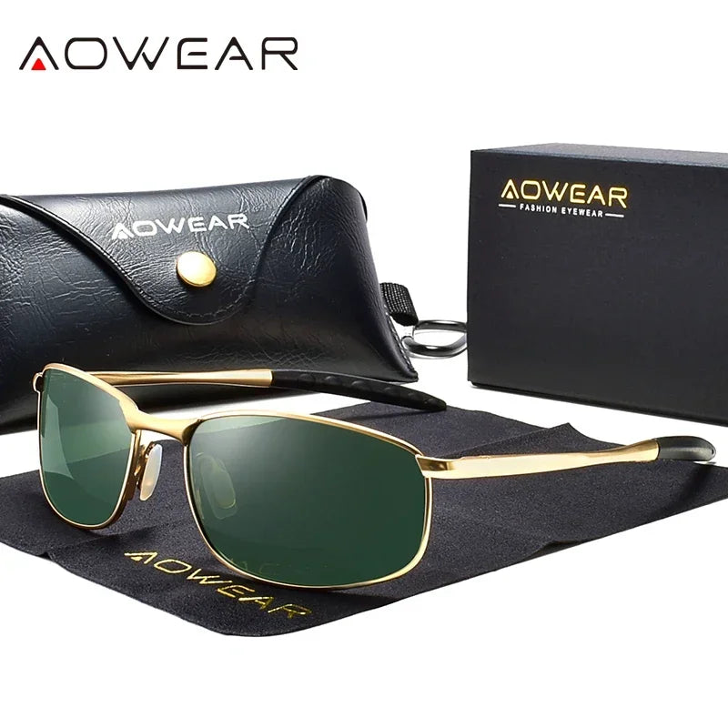 AOWEAR Retro Polarisierte Spiegel Sonnenbrille für Mann Frauen Vintage Sonnenbrille Herren UV400 Leichte Fahrbrille mit Etui