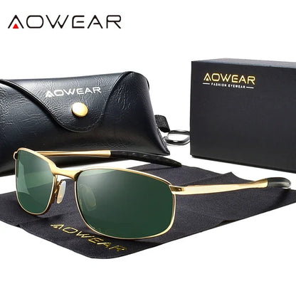 AOWEAR Retro Polarisierte Spiegel Sonnenbrille für Mann Frauen Vintage Sonnenbrille Herren UV400 Leichte Fahrbrille mit Etui