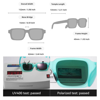 Sonnenbrille quadratisch polarisiert Vintage Bergsteigen Reißverschlussetui Herren