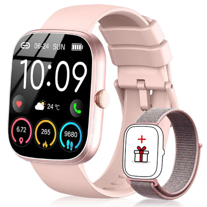 LIGE AI Sprachassistent Smart Watch für Männer Frauen 1,96" HD Touchscreen Fitness Tracker Drahtloser Anruf IP68 Wasserdichte Smartwatch